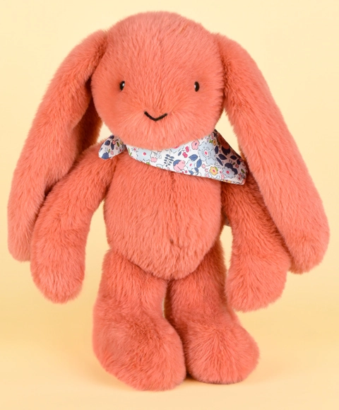 Doudou Plyšový králik so šatkou terakotový 35 cm
