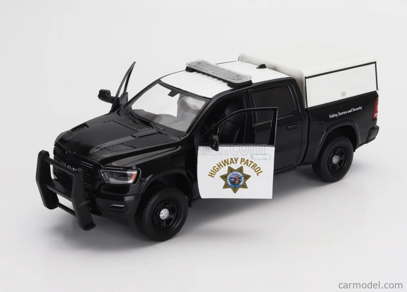 Motor-max Dodge Ram 1500 Pick-up Laramine Crew Cab California Highway Patrol Police 2019 1:27 Černá Bílá