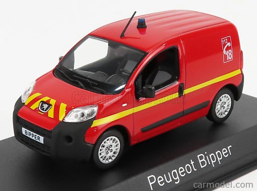Norev Peugeot Bipper Van Fire Engine 2009 1:43 Červená Žlutá