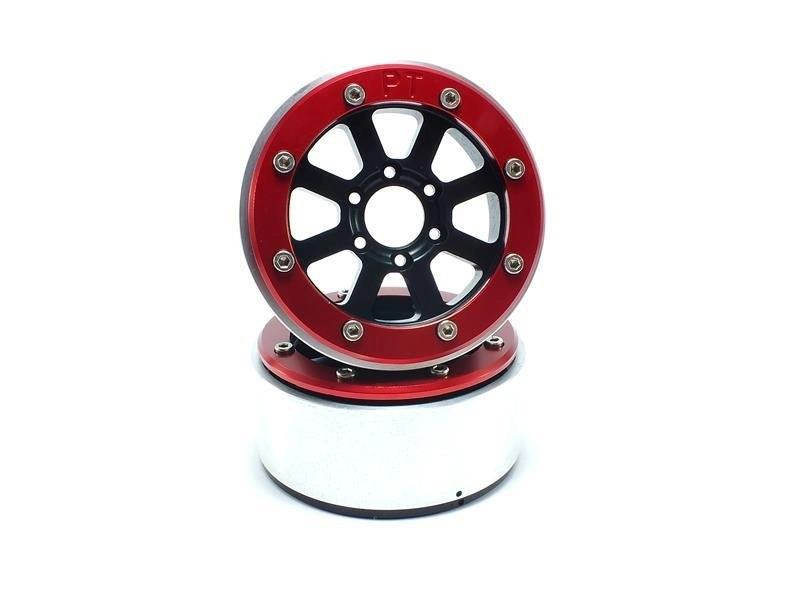Kovové Beadlock CNC disky Absima Metsafil 1.9 Hammer Black/Red, 2ks