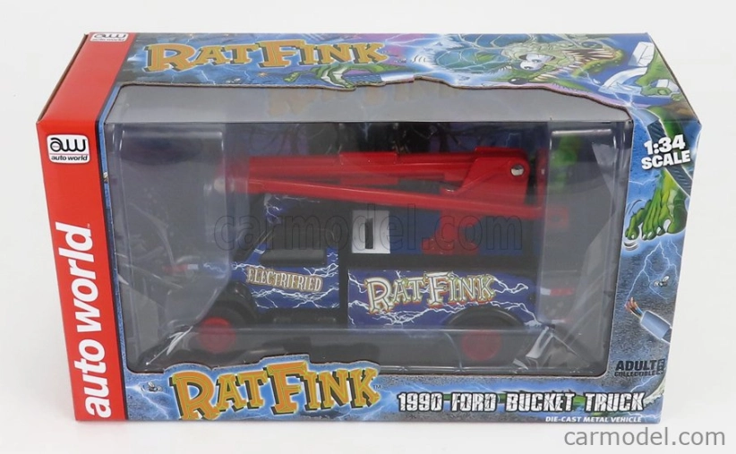 Autoworld Ford usa Bucket Truck Crane 1990 - Ratfink - Salvadanaio - Moneybox 1:34 Modrá Černá
