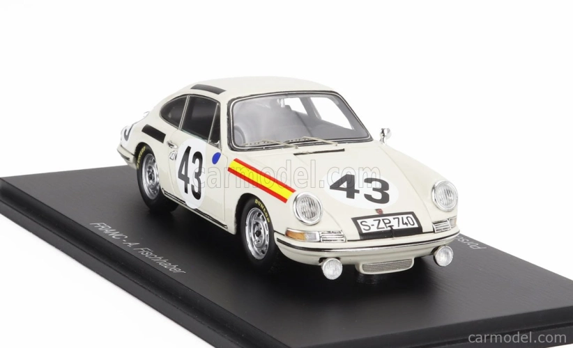 Spark-model Porsche 911s 1991cc Coupe Team J.franc N 43 24h Le Mans 1967 Antony Fischaber - Jacques Dewes 1:43 Biela