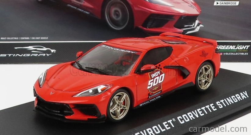 Greenlight Chevrolet Corvette C8 oficiálne Pace Car Indianapolis 500 Mile Race 2020 1:43 červená
