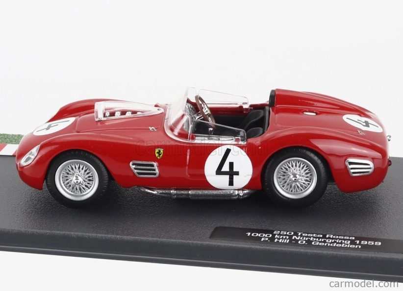 Edicola Ferrari 250tr Testa Rossa Spider N 4 1000km Nurburgring 1959 Phil Hill - Olivier Gendebien 1:43 Červená biela