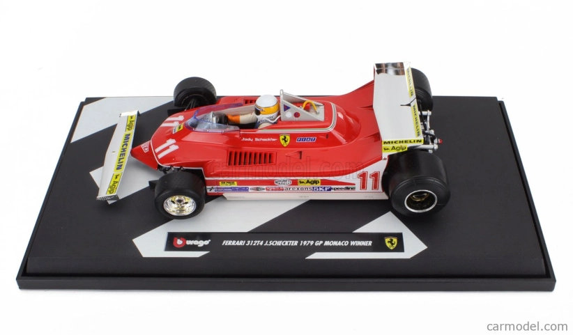 Bburago Ferrari F1 312t4 Short Tail N 11 Winner Monaco Gp Jody Scheckter (with Pilot) 1979 World Champion 1:18 Red
