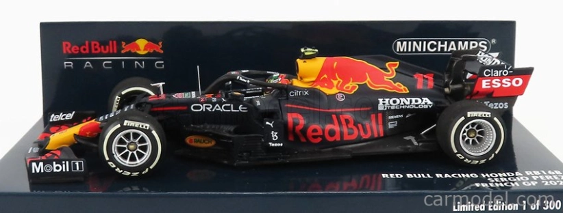 Minichamps Red bull F1 Rb16b Honda Ra620h Team Aston Martin N 11 3rd French Gp 2021 Sergio Perez 1:43 Matná modrá žltá červená
