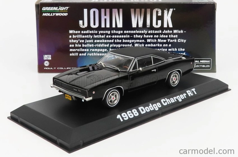 Greenlight Dodge Charger R/t Coupe 1968 - John Wick Movie 2014 1:43 Black