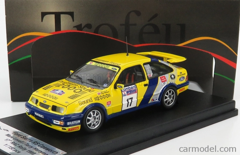 Trofeu Ford england Sierra Rs Cosworth N 17 Rally Rac Lombard 1988 M.lovell - T.harryman 1:43 Žlutá