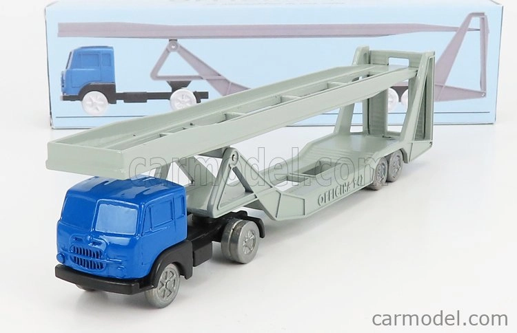 Officina-942 Fiat 682 T2 Truck Bisarca Car Transporter 1955 1:76 Modrá strieborná