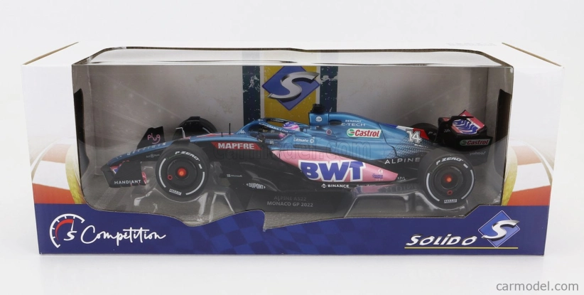 Solido Renault F1 A522 Team Alpine Bwt N 14 Monaco Gp 2022 Fernando Alonso 1:18 Modrá Ružová
