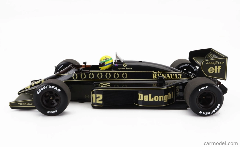 Minichamps Lotus F1 98t Renault Turbo N 12 Sezóna Špinavá verzia 1986 Ayrton Senna 1:18 Čierne zlato