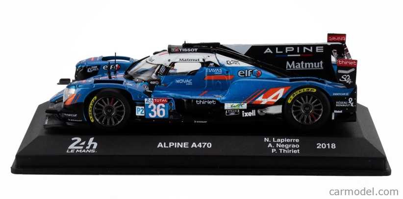 Edicola Alpine A470 Gibson Team Signatech-alpine Matmut N 36 Winner Lmp2 Class 24h Le Mans 2018 Nicolas Lapierre - Andre Negrao - Pierre Thiriet 1:43 Blue Black