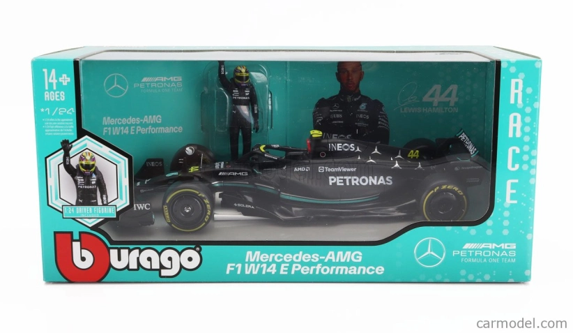 Bburago Mercedes gp F1 W14 Team Mercedes-amg Petronas Formula One N 44 Season 2023 Lewis Hamilton 1:24 Matt Black