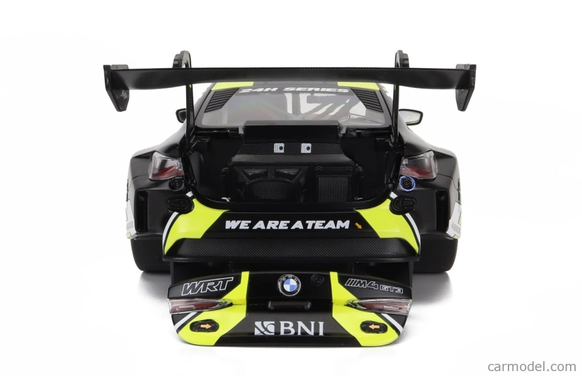 Minichamps BMW radu 4 M4 Gt3 Team Wrt N 46 3. 24h Dubaj 2023 Valentino Rossi - Sean Gelael - Max Hesse - Maxime Martin - Timothy Whale 1:18 Žltá čierna