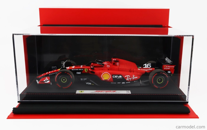 Bbr-models Ferrari F1 Sf-23 Team Scuderia Ferrari N 16 3rd Belgium Spa Gp 2023 Charles Leclerc - Con Vetrina - With Showcase 1:18 Červená Černá