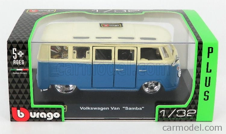 Bburago Volkswagen T1 Samba Minibus Custom 1967 1:32 Krémově Modrá