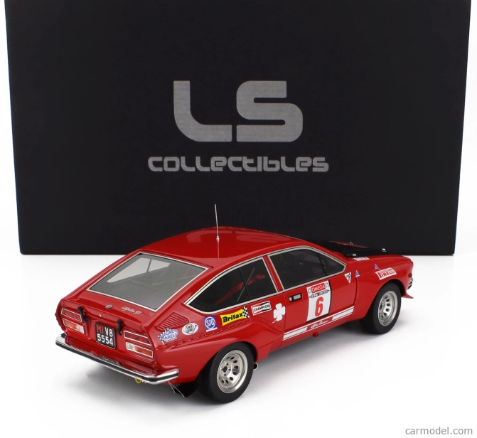 Ls-collectibles Alfa romeo Alfetta Gt Gr.2 (nočná verzia) N 6 Winner Rally Isola D'elba 1975 Amilcare Ballestrieri - Enrico Gigli 1:18 červená čierna