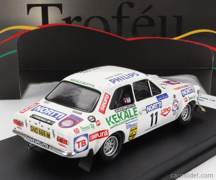 Trofeu Ford england Escort Mki (night Version) N 11 Rally 1000 Lakes 1975 A.vatanen - G.phillips 1:43 Bílá