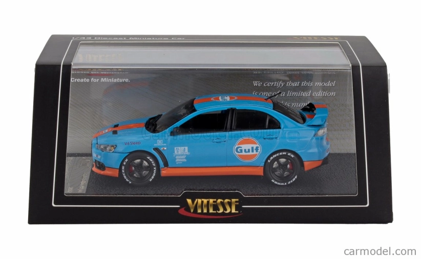 Vitesse Mitsubishi Lancer Evolution X Gulf Livery 2008 1:43 svetlo modrá oranžová