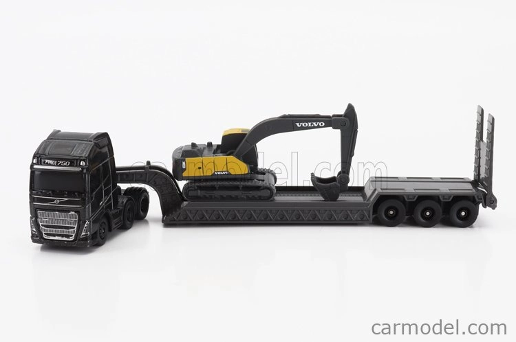 Maisto Volvo Fh16 Xl 750 Truck Pianale Trasporto Ec220e Escavatore Cingolato Excavator 1:64 čierna žltá