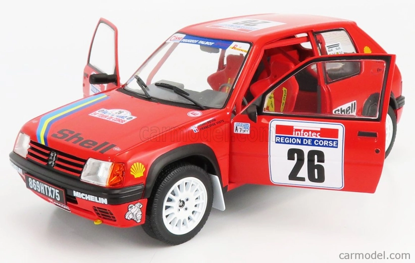 Solido Peugeot 205 Rallye N 26 Rally Tour De Corse 1990 H.devin - F.viste 1:18 Červená čierna
