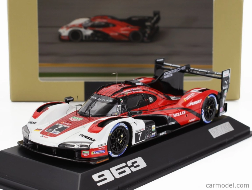 Spark-model Porsche 963 9rd 4.6l Turbo V8 Team Porsche Penske Motorsport N 7 Winner 24h Daytona 2024 Matt Campbell - Dane Cameron - Felipe Nasr - Josef Newgarden 1:43 Červená Bílá Černá