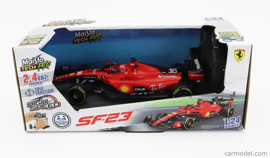 ROZBALENÉ – Maisto Ferrari F1 Sf-23 Team Scuderia Ferrari N 16 Sezóna 2023 Charles Leclerc 1:24 Červená Čierna