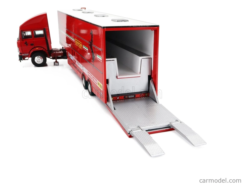 Brumm Iveco fiat Fiat Iveco 190 Truck Car Transporter Monaco Gp 1984 With 2x F1 Ferrari 126ck Turbo N 27 Michele Alboreto - N 28 Rene Arnoux + Figures And Accessories 1:43 Red
