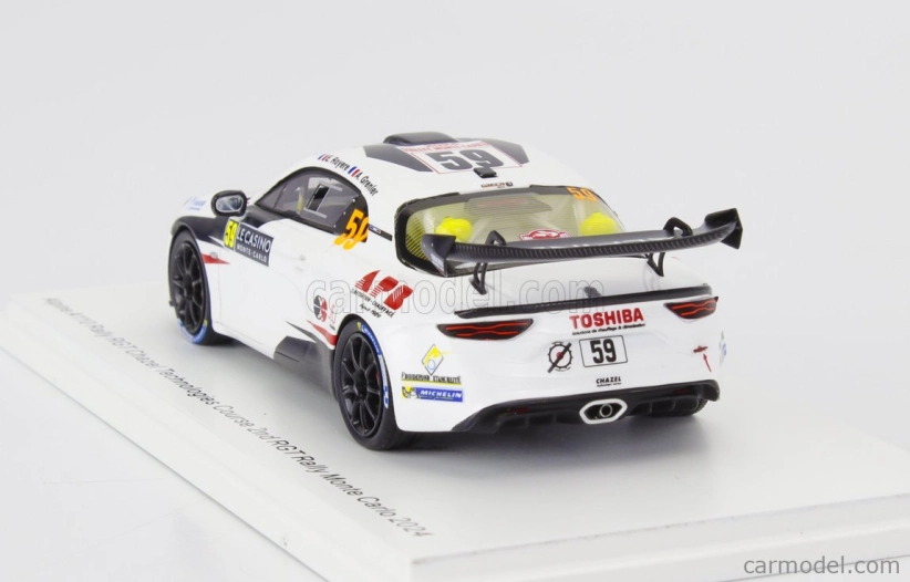 Spark-model Renault Alpine A110 Rgt Team Chazel Technologies Course N 59 2nd Rgt Rally Montecarlo 2024 Eric Royere - Alexis Grenier 1:43 White Black