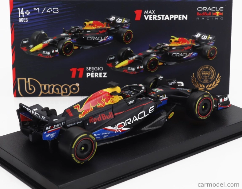 Bburago Red bull F1 Rb19 Team Oracle Red Bull Racing N 1 World Champion Winner Austin Usa Gp 2023 Max Verstappen – With Pilot And Showcase 1:43 Matt Blue