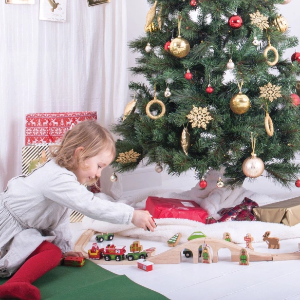 Bigjigs Rail Dřevěná vláčkodráha Zimní země divů 25 dílů