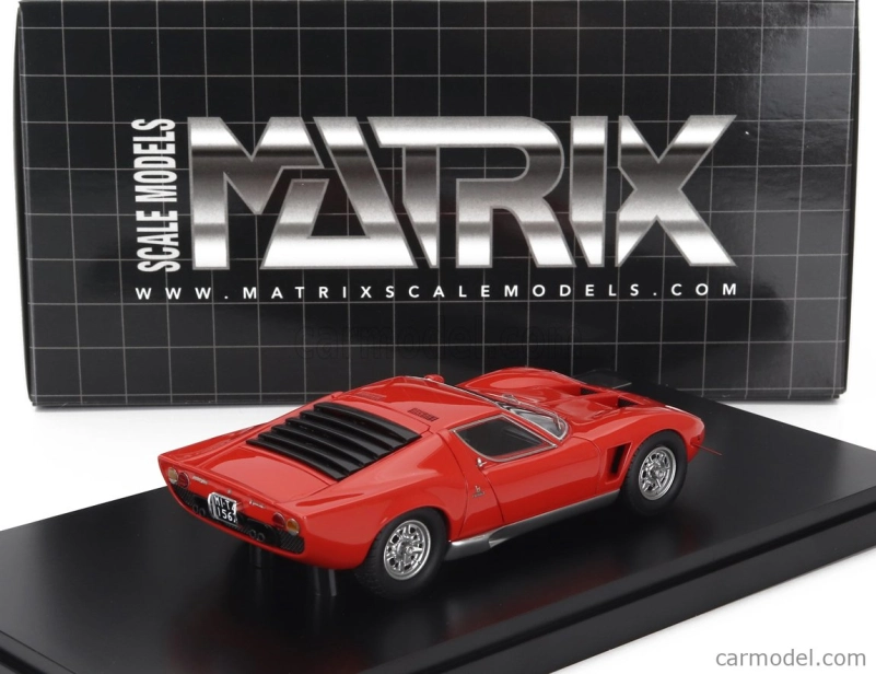 Modely v mierke Matrix Lamborghini Miura P400s Millechiodi 1969 1:43 Červená