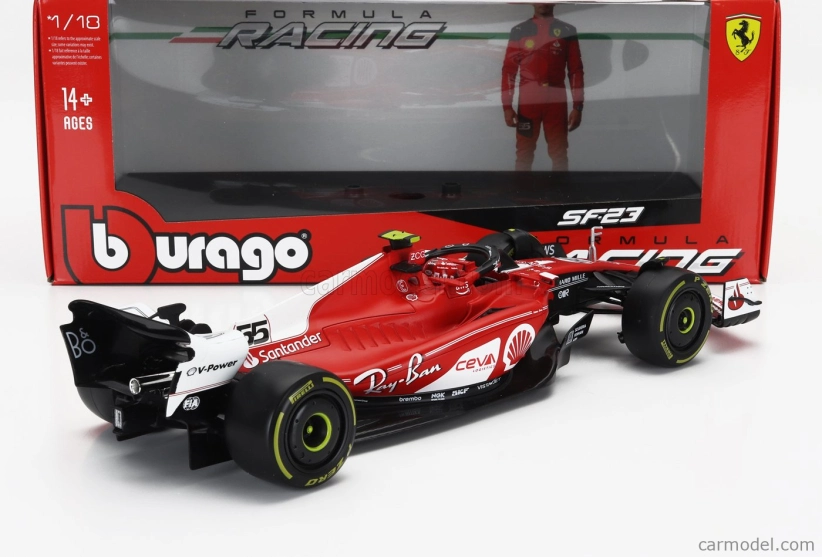 Bburago Ferrari F1  Sf-23 Team Scuderia Ferrari N 55 Las Vegas Usa Gp 2023 Carlos Sainz 1:18 Červená Bílá Černá