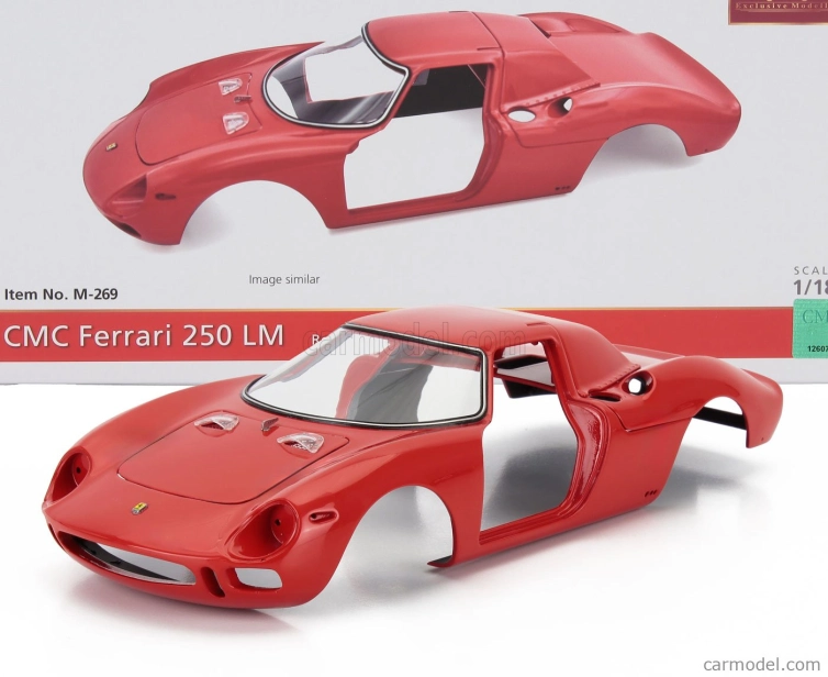 Cmc Ferrari 250lm Car Body + Rolling Chassis 1963 - Con Vetrina - With Showcase 1:18 Red