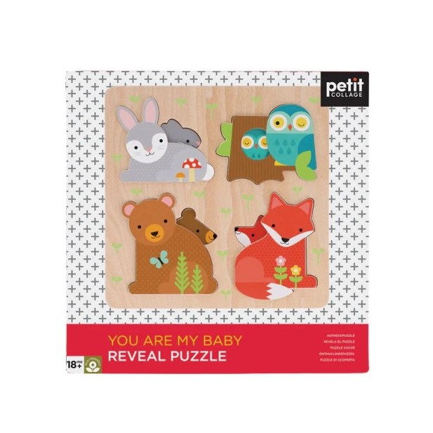 Drevené puzzle Petit Collage Reveal: Ty si moje dieťa
