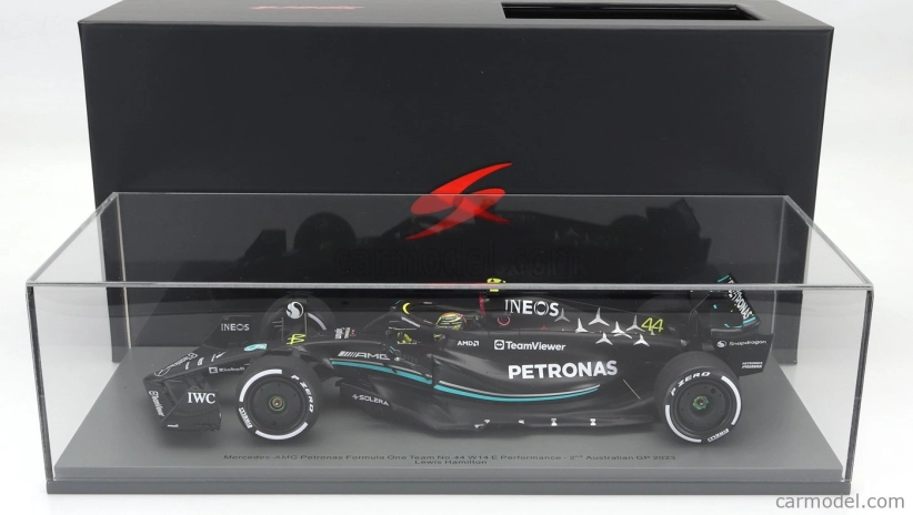 Spark-model Mercedes gp F1 W14 Team Mercedes-amg Petronas Formula One N 44 2nd Australian Gp 2023 Lewis Hamilton 1:18 Matt Black
