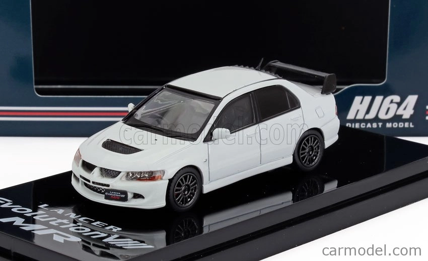 Zapaľovanie-model Mitsubishi Lancer Evolution Viii s motorom 2000 1:64 Biela