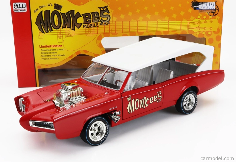 Autoworld Pontiac Gto Convertible Monkeemobile - The Monkees 1966 1:18 Červená Bílá