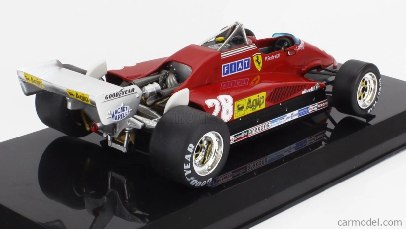 Edicola Ferrari F1 126 C2 N 28 Sezóna 1982 Mario Andretti - Con Vetrina - S vitrínou 1:24 červená
