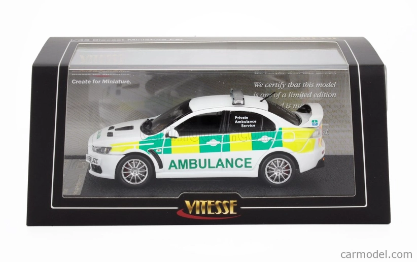 Vitesse Mitsubishi Lancer Evolution X Uk Private Ambulance Service 2008 1:43 Bílá Zelená Žlutá