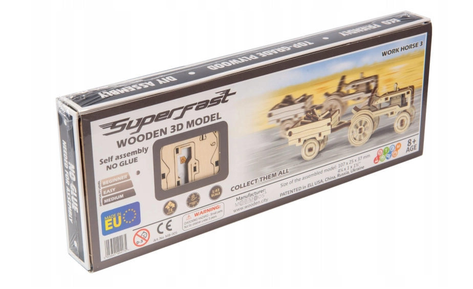 Wooden City dřevěné puzzle - 3D Traktor s vlečkou