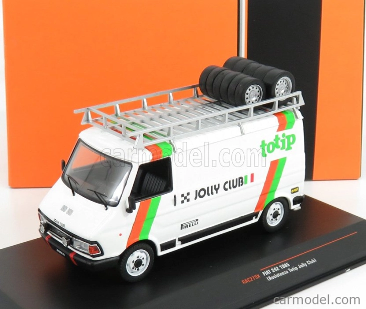 Ixo-models Fiat 242 Van Fiat Team Totip Jolly Club Assistance Rally 1985 - Lancia 037 1:43 Bielo-zeleno-oranžová