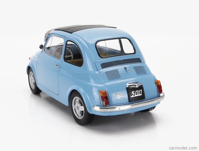 Fiat 500 F Custom s diskami Abarth 1968 v mierke 1:12 svetlo modrá