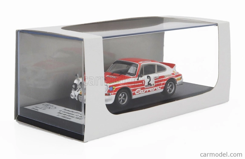 Trofeu Porsche 911 Carrera Rs Coupe (night Version) N 2 Rally Tour De Corse 1972 Gerard Larrousse - Christian Delferier 1:43 Bílá Červená