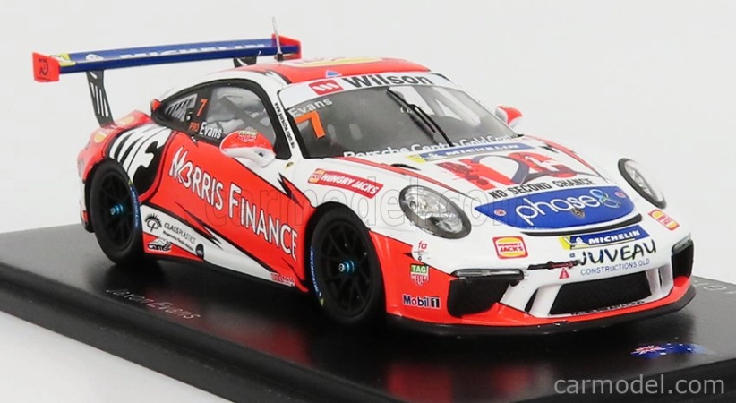 Spark-model Porsche 911 991 Gt3 N 7 Porsche Carrera Cup Australian Champion 2018 J.evans 1:43 Bílá Oranžová