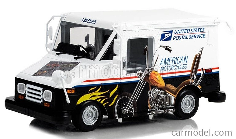 Greenlight Grumman Llv Truck Van Usps Mail Post American Motorcycles 2010 1:18 Bílá Černá
