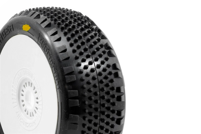 STINGER V4 BUGGY A2 (SOFT) nalepené pneumatiky, bílé disky, 2 ks.