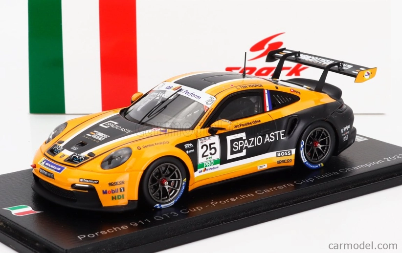 Spark-model Porsche 911 992 Gt3 Cup N 25 Porsche Carrera Cup Italy Champion 2023 Larry Ten Voorde 1:43 Oranžová Černá