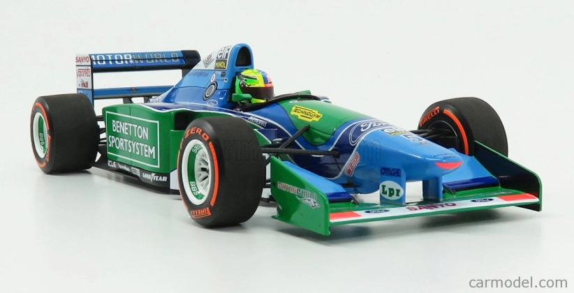 Minichamps Benetton F1 B194 Ford Mild Seven (auto Michaela Schumachera 1994 majstra sveta) Demonštračná jazda Gp Belgium Spa 2017 Mick Schumacher 1:18 Modrozelená