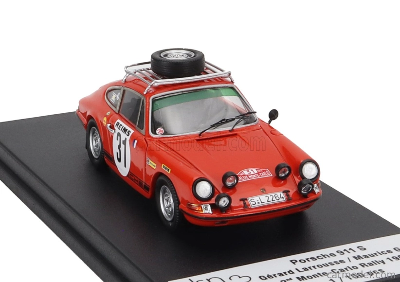 Trofeu Porsche 911s Coupe (night Version) N 31 2nd Rally Montecarlo 1969 Gerard Larrousse - Maurice Gelin 1:43 Orange